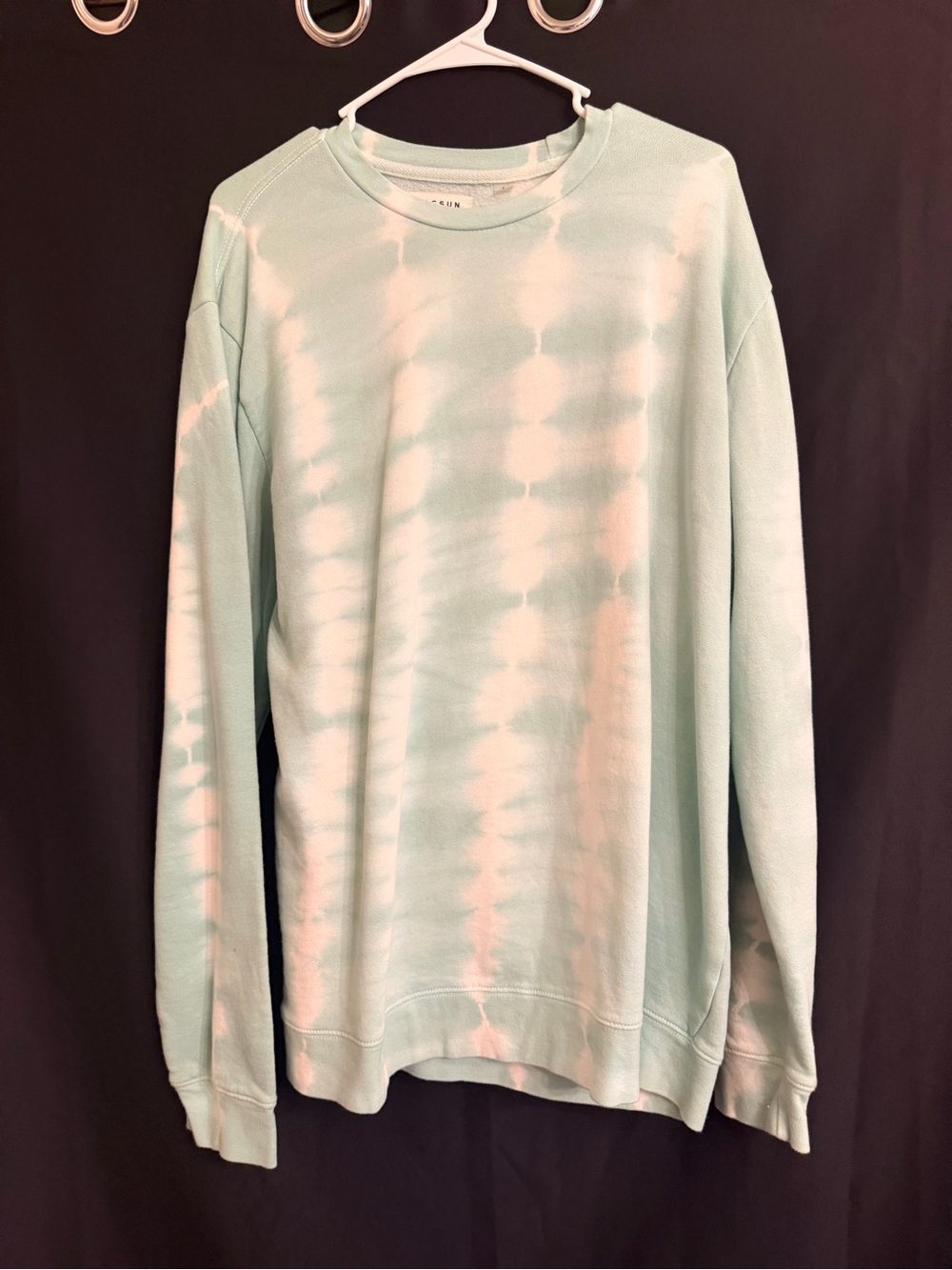 PacSun Mint and White Tie-Dye Crewneck Sweater Size L